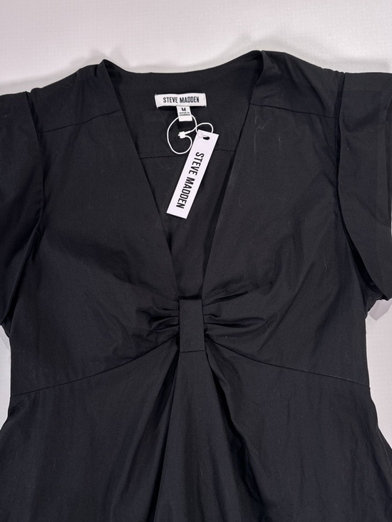 Steve Madden Women Cotton Tiered Mini Dress Black Twist Front Size M - Picture 3 of 15